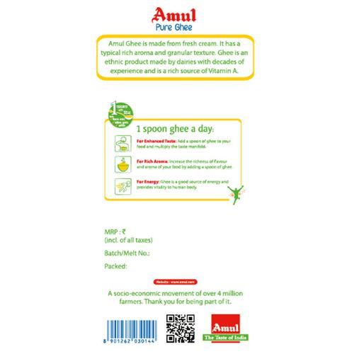 Amul Ghee/Tuppa, 500 ml Pouch Rich Aroma, Enhanced Taste