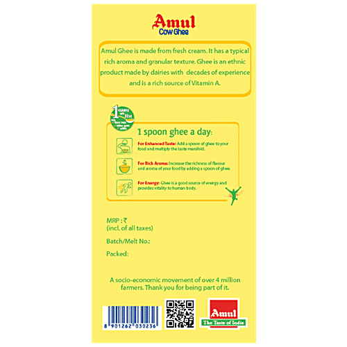Amul Cow Ghee/Tuppa, 500 ml Pouch 