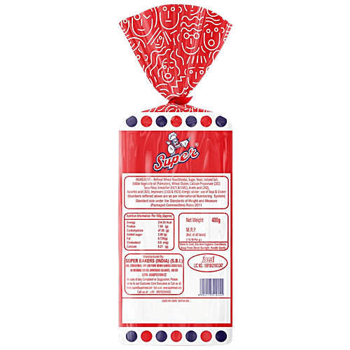 Super White Bread, 400 g  Free from Potassium Bromate