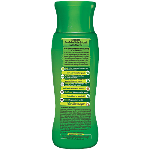 Dabur Vatika Enriched Coconut Hair Oil - With 10 Herbs, 150 ml For Strong Thick and Shiny Hair, Clinically Tested to Reduce 90% Hairfall, Controls Dandruff, Prevents Dull and Damaged Hair, Good for Scalp Health