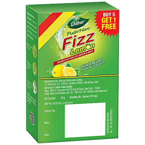 Dabur Pudin Hara Fizz, 5 g Pack of 6 Effective Cooling Relief
