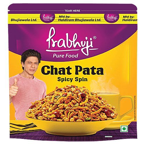 Prabhuji Pure Food Chat Pata Namkeen - Spicy Spin, 400 g  No Cholesterol, No Trans Fat