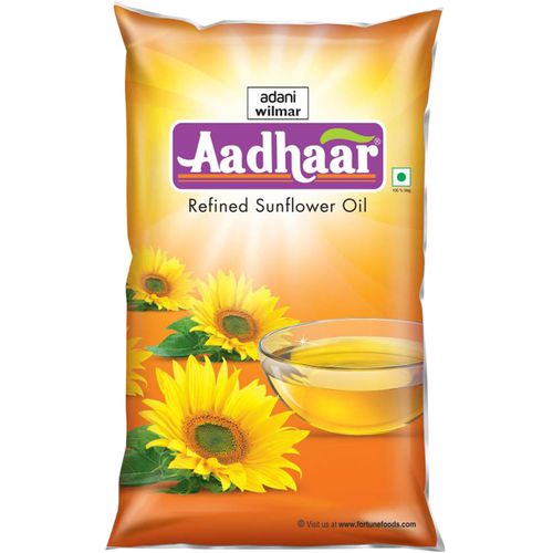 Aadhaar Refined Sunflower Oil, 1 L Pouch Zero Cholesterol
