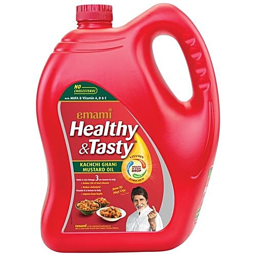 Buy Emami Healthy Tasty Mustard Oil Kachi Ghani 5 Ltr Online at the