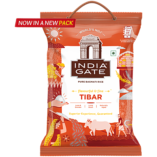 India Gate Tibar Basmati Rice, 5 kg  Naturally Aged, Long & Slender Grains