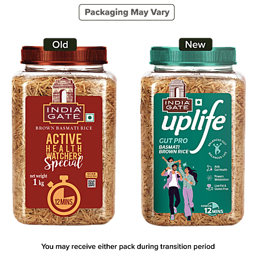 India Gate Brown Basmati Rice/Basmati Tandul - 12 Minute Active Health Special, 1 kg  Aids Gut Health, Low Fat & Gluten Free