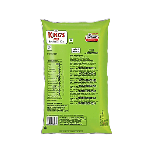 Kings Refined Soyabean Oil, 750 g Pouch Omega 3, 6 & 9 & Vitamin A, D & E