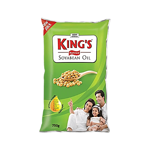 Kings Refined Soyabean Oil, 750 g Pouch Omega 3, 6 & 9 & Vitamin A, D & E