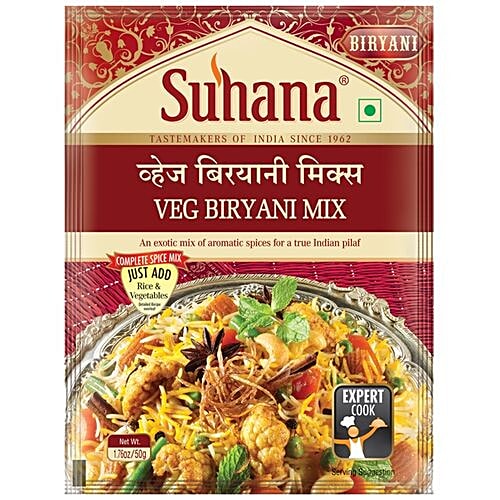 Suhana Spice Mix - Veg Biryani, 50 g No Artificial Flavours, Colors & Preservatives