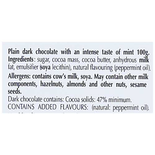 Lindt Mint Intense Dark Chocolate Masterpiece, 100 g  Intense Mint Flavour
 Smooth Texture