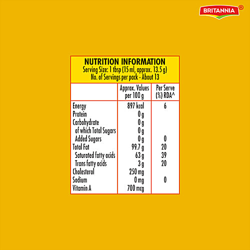 Britannia Ghee - Cow, 200 ml Bottle No Added Sugar
