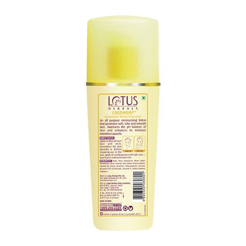 Lotus Herbals Cocomoist Moisturizing Lotion - Normal to Dry Skin, Cocoa Butter, 80 ml  2 mins To Supple Skin