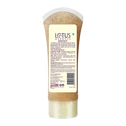 Lotus Herbals Berryscrub Strawberry & Aloe Vera Exfoliating Face Wash, 120 g  