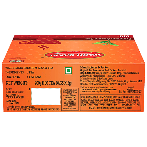 Wagh Bakri Assam Tea - Premium, 200 g (100 Bags x 2 g each) 