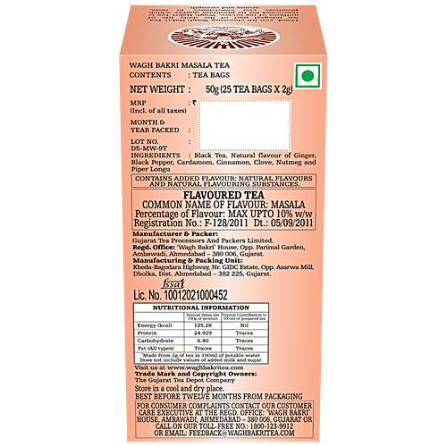 Wagh Bakri Tea Bags - Masala, 50 g (25 Bags x 2 g each) 