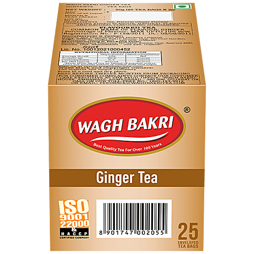 Wagh Bakri Tea - Ginger, 50 g (25 Bags x 2 g each) 