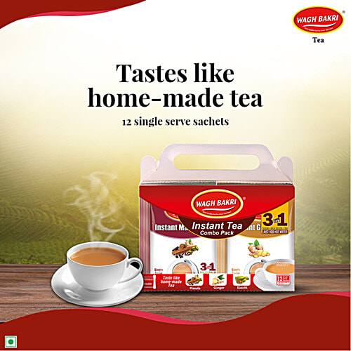 Wagh Bakri Instant Premix Tea - 3 In 1 Combo Pack, 168 g (12 Sachets x 14 g each) 