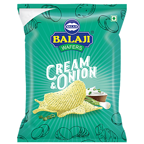 Balaji Cream & Onion Wafers, 140 g Pouch 