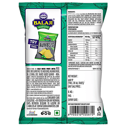 Buy Balaji Chips Cream Onion 40 Gm Online at the Best Price of Rs 10