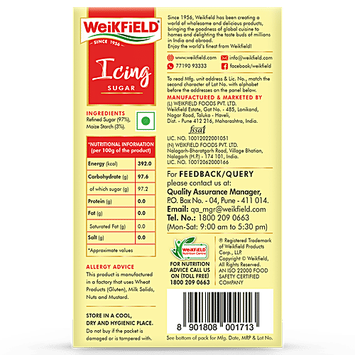 Weikfield Icing Sugar, 100 g  Zero Protein & Fat