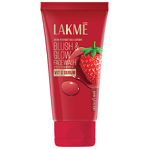 Lakme Blush & Glow Hydrating Strawberry Facewash, With Vitamin C Serum, 100 g  