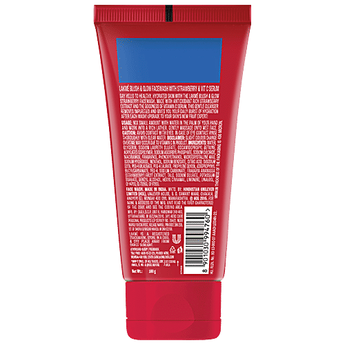 Lakme Blush & Glow Hydrating Strawberry Facewash, With Vitamin C Serum, 100 g  