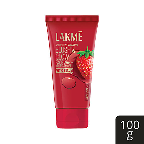 Lakme Blush & Glow Hydrating Strawberry Facewash, With Vitamin C Serum, 100 g  