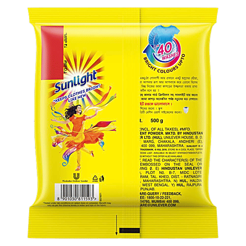 Buy Sunlight Detergent Powder 500 Gm Online at the Best Price of Rs 50 bigbasket