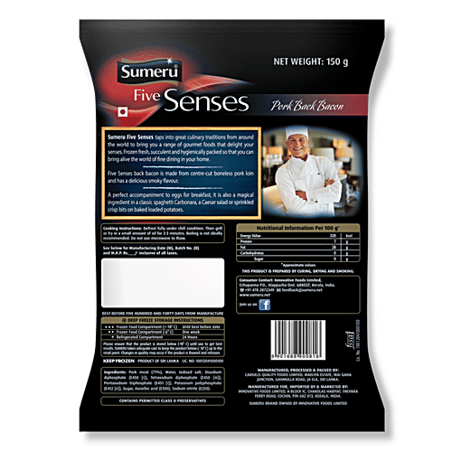 sumeru Pork - Back Bacon, 150 g  