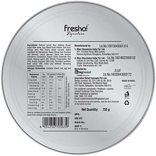 fresho! Signature Round Plum Cake - Rich Fruit, 750 g Tin