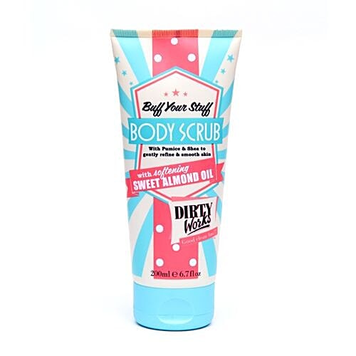 Dirty Works Buff Your Stuff Body Scrub - With Softening Sweet Almond Oil, Pumice & Shea, 200 ml  To Gently Refine & Smooth Skin