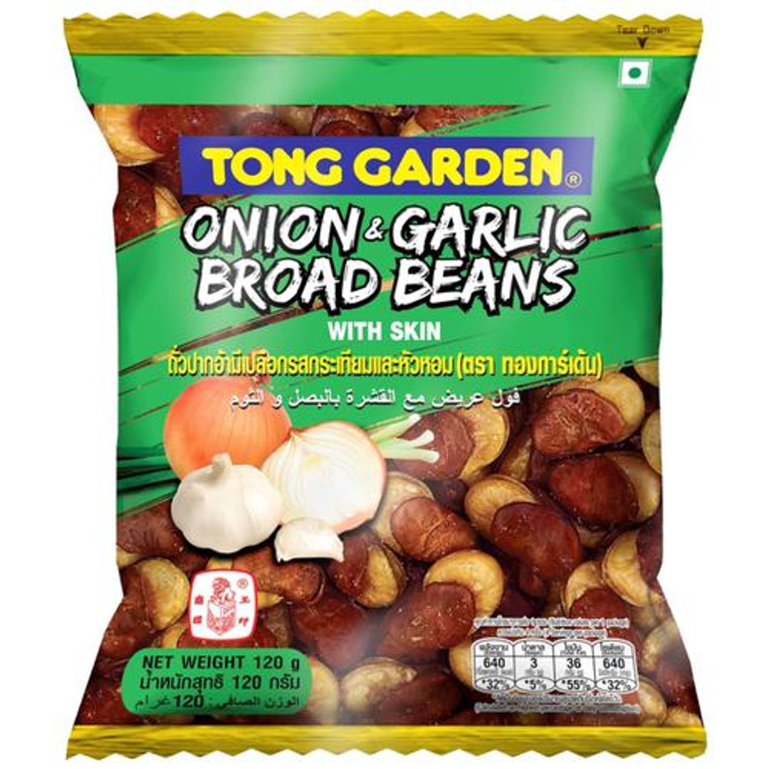 Tong Garden Onion & Garlic Broad Beans With Skin, 120 g Pouch