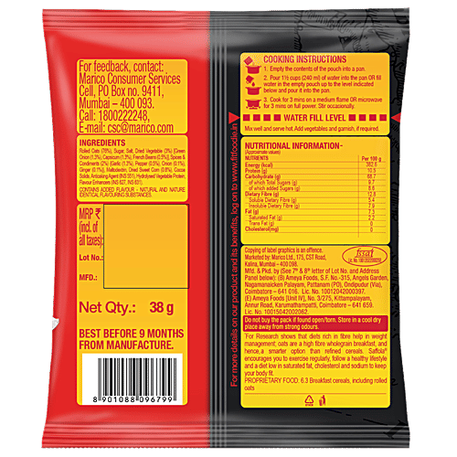 Saffola Masala Oats - Chinese, 38 g  No Cholesterol, No Trans Fat