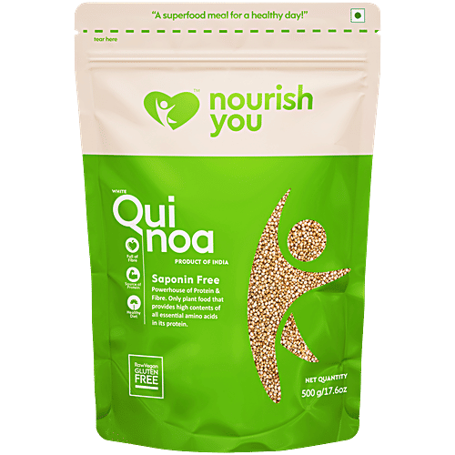 Nourish you White Quinoa - Gluten Free, 500 g  Powerhouse of Protein & Fibre
 Only plant food with high contents of all essential amino acids