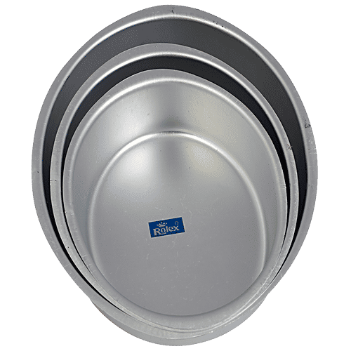 Rolex Aluminium Cake Mould - Oval, Assorted Colour, 3 pcs Microwave Safe, OTG Safe