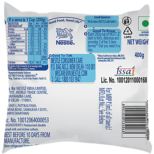 Nestle  Dahi, 400 g Pouch 