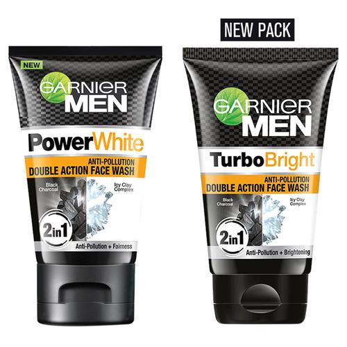 Garnier Men Turbo Bright Anti-Pollution Double Action Face Wash - Cleans Skin Deeply, 100 g  
