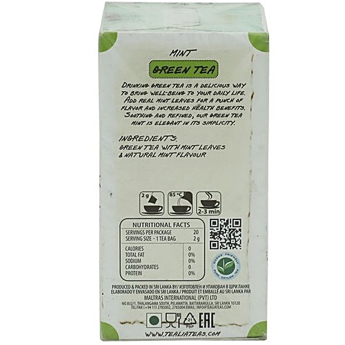 Tealia Green Tea - Mint, Bio-Degradable, 40 g (20 Bags x 2 g each) 