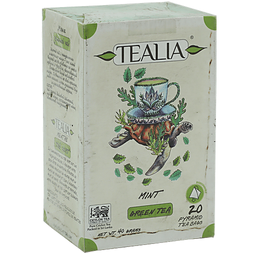 Tealia Green Tea - Mint, Bio-Degradable, 40 g (20 Bags x 2 g each) 
