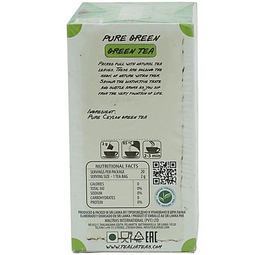 Tealia Green Tea - Pure, Bio-Degradable, 20 pcs  