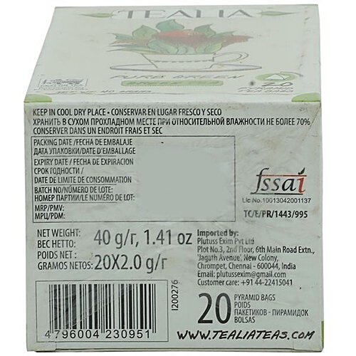 Tealia Green Tea - Pure, Bio-Degradable, 20 pcs  