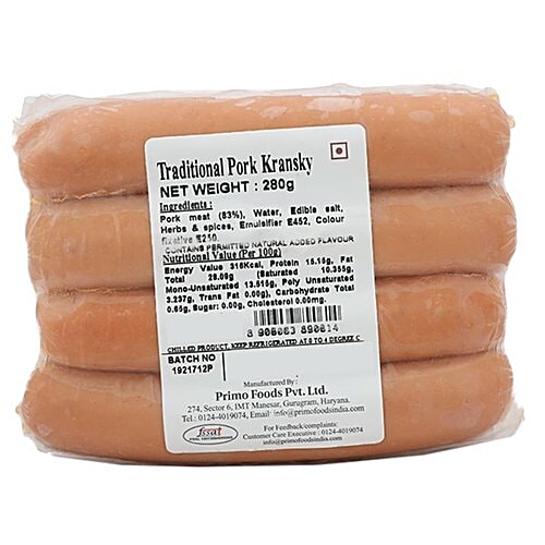 La Carne Sausage - Traditional Pork Kransky, 280 g Pouch 