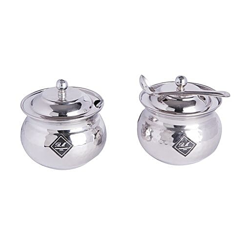 Buy BM Ghee and oil Pot Hammered, Stainless Steel Food Container Online at Best Price of Rs