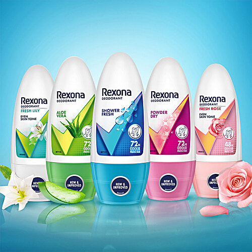 Rexona-Rollon Underarm Roll On Deodorant For Women - Powder Dry, 50 ml 48h Odour Protection, Sweat Guard , Anti- PerSpirant