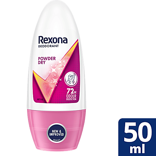 Rexona-Rollon Underarm Roll On Deodorant For Women - Powder Dry, 50 ml 48h Odour Protection, Sweat Guard , Anti- PerSpirant