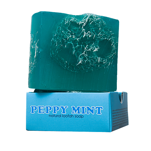 Nyassa Peppy Mint Handmade Loofah Soap, 150 g