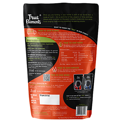 True Elements Dried Goji Berries,  Gluten Free Super Snack Dietary Fiber, 125 g  Rich in Antioxidants