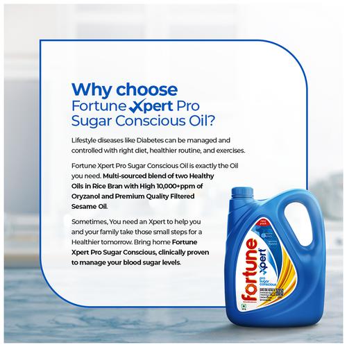 Fortune  Xpert Pro Sugar Conscious Edible Oil, 5 L Jar 
