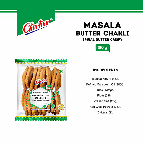 Charliee Butter Chakli - Masala, 100 g  Zero Trans Fat & Zero Cholesterol