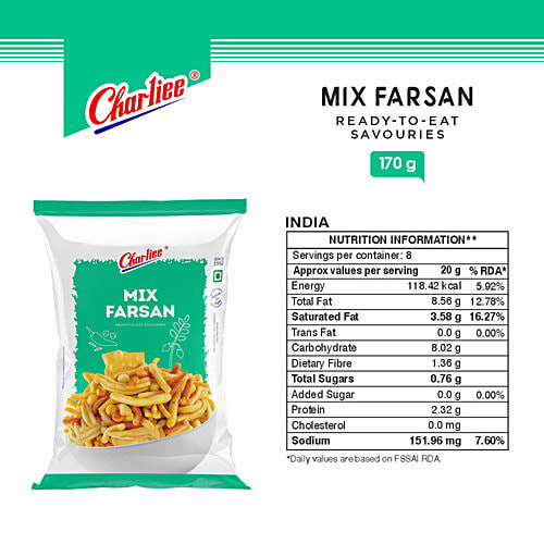 Charliee Namkeen - Mix Farsan, 170 g  Zero Trans Fat